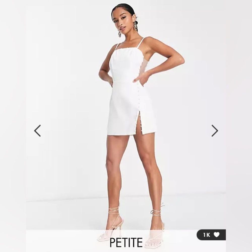 In The Style Petite x Yasmin Devonport exclusive 90s bandeau mini dress.